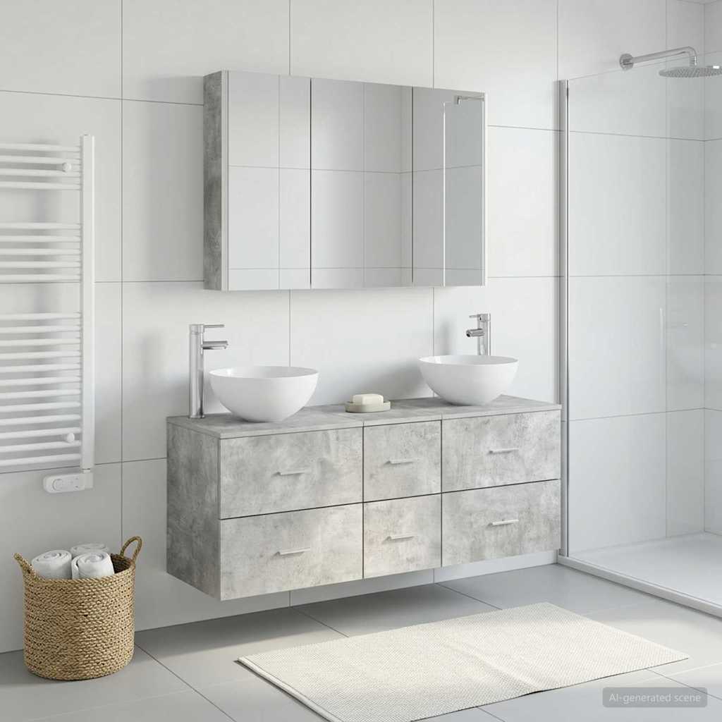 Bathroom Furniture Set 4 pcs Concrete Grey