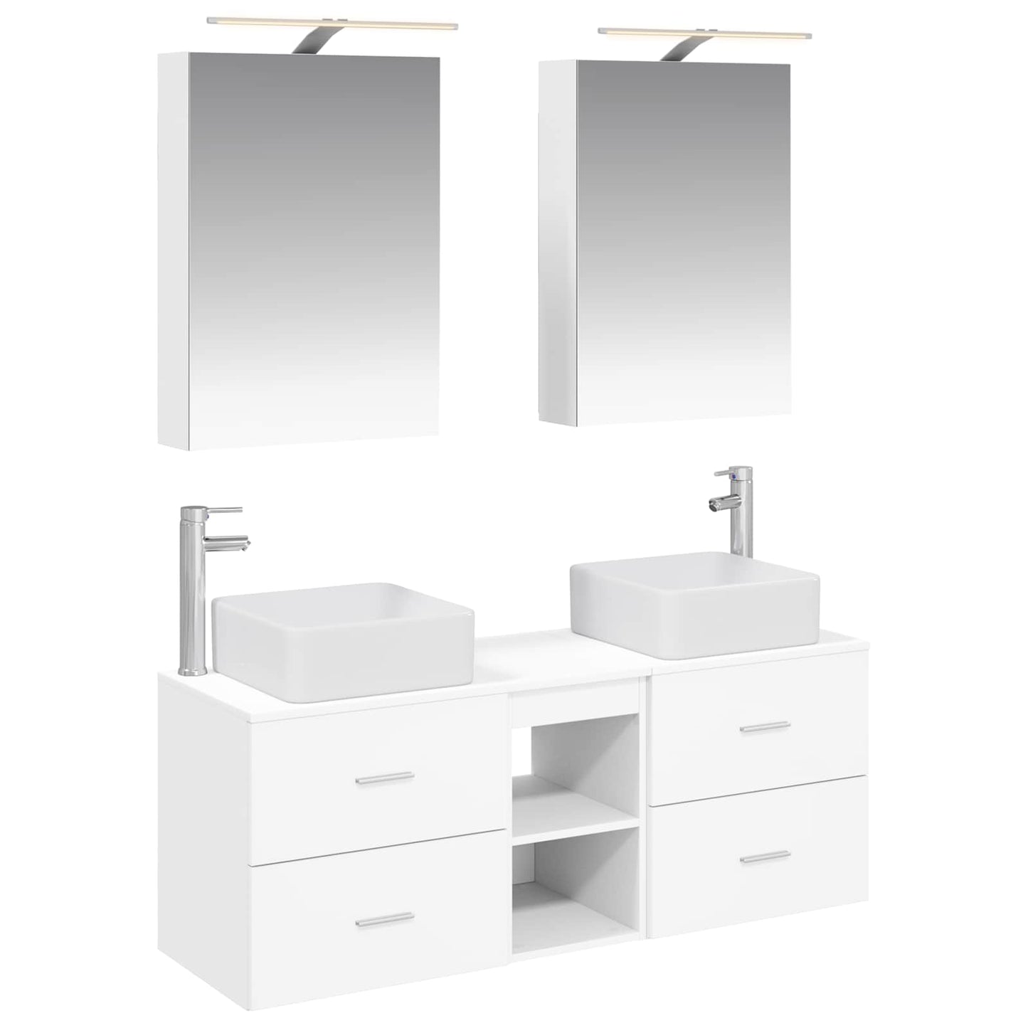 Bathroom Furniture Set 5 pcs White Engineered Wood and Glass
