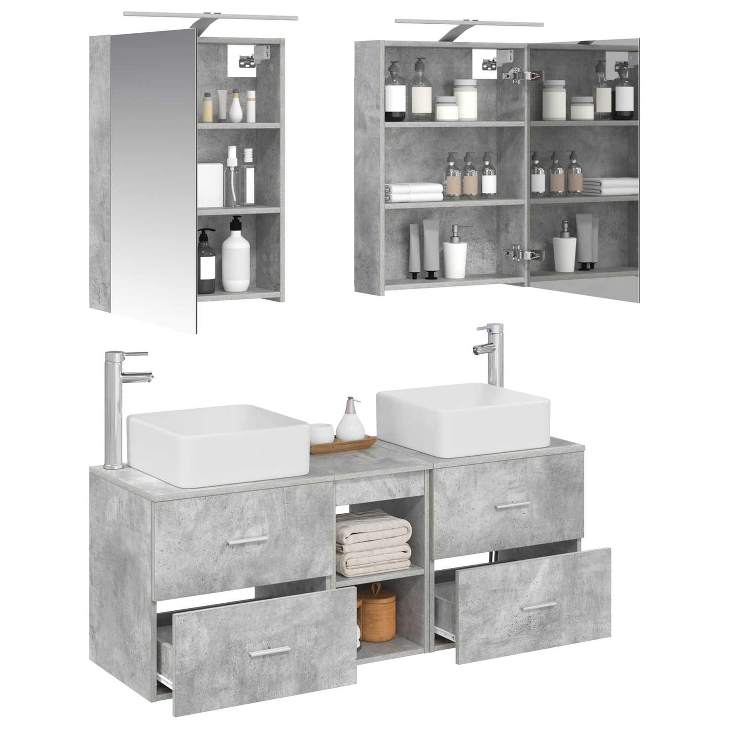 Bathroom Furniture Set 5 pcs Concrete Grey