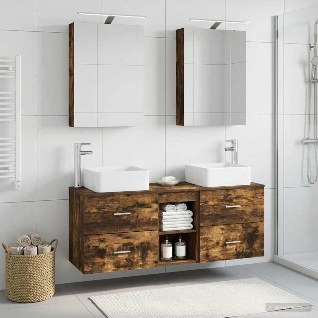 Bathroom Furniture Set 5 pcs Smoked Oak