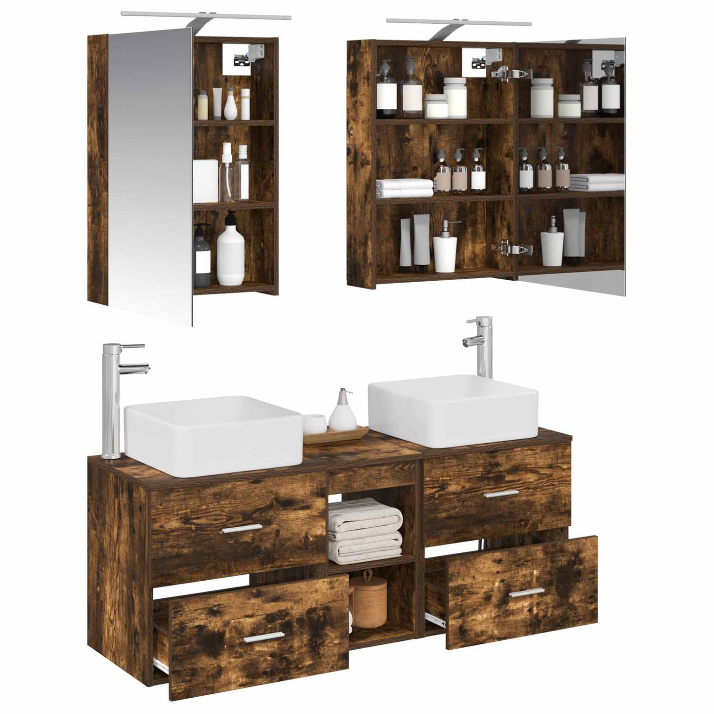 Bathroom Furniture Set 5 pcs Smoked Oak