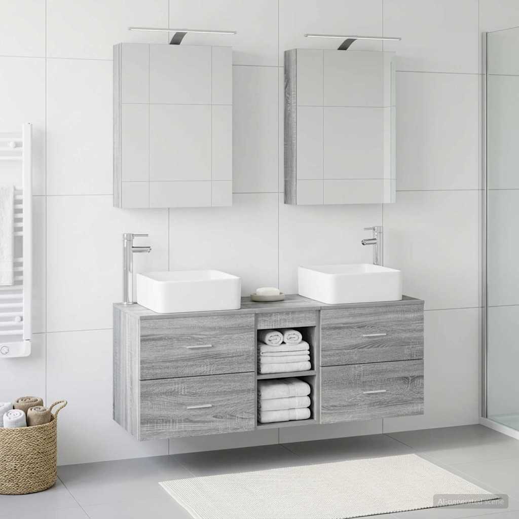 Bathroom Furniture Set 5 pcs Grey Sonoma