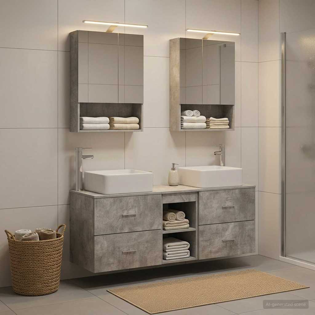 Bathroom Furniture Set 5 pcs Concrete Grey
