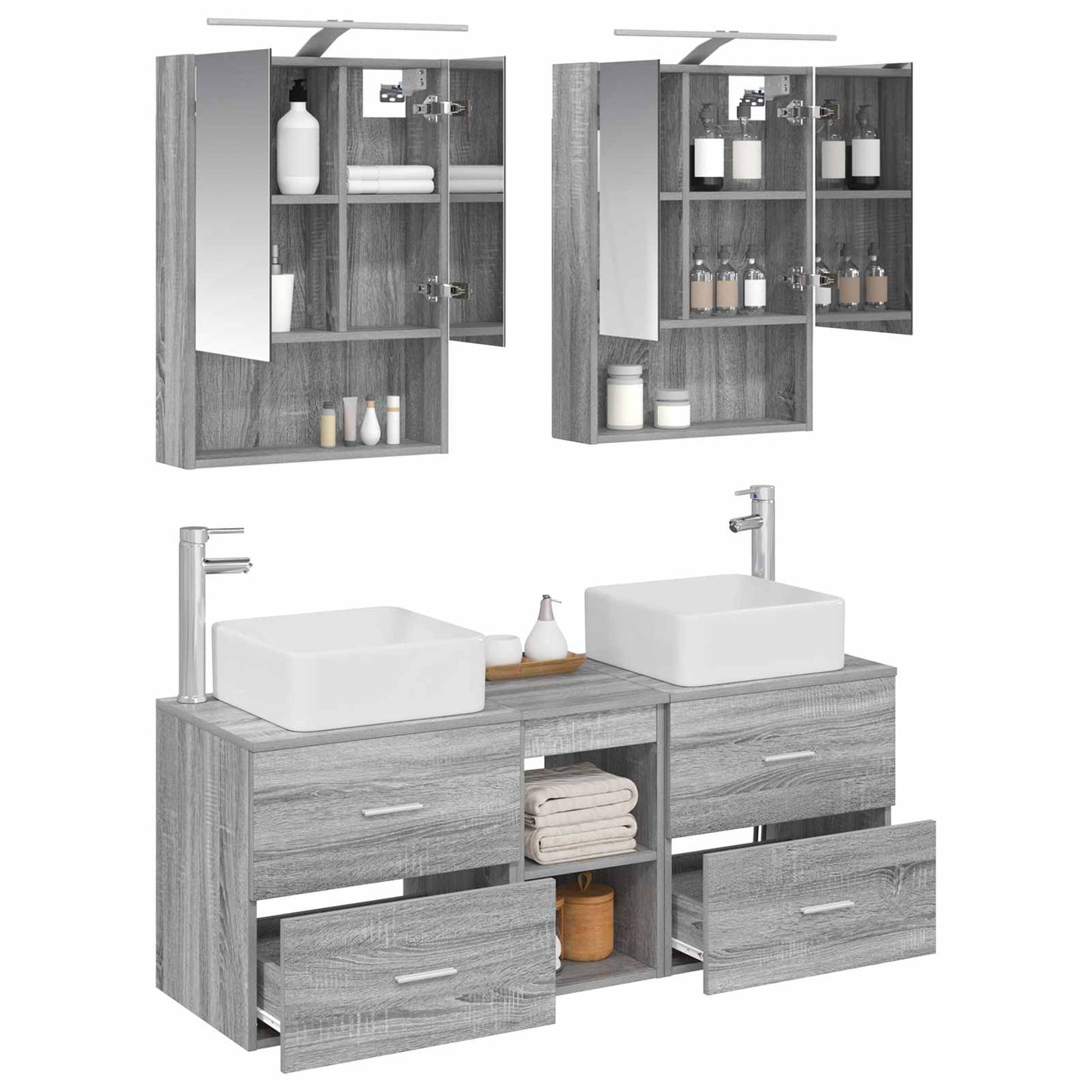 Bathroom Furniture Set 5 pcs Grey Sonoma