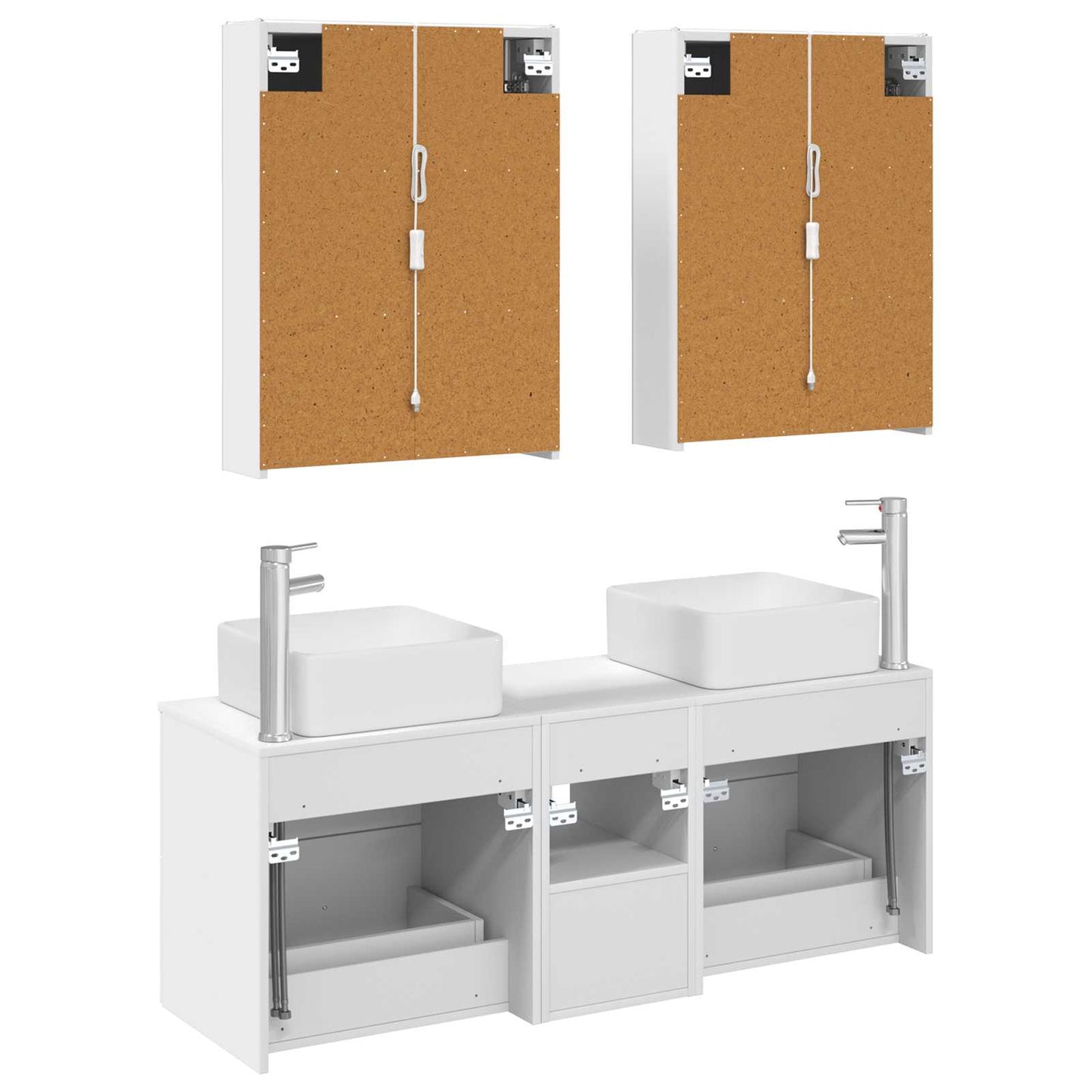Bathroom Furniture Set 5 pcs White Engineered Wood and Glass