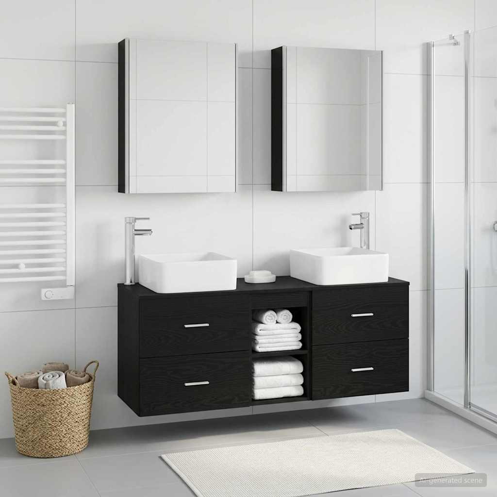 Bathroom Furniture Set 5 pcs Black Oak