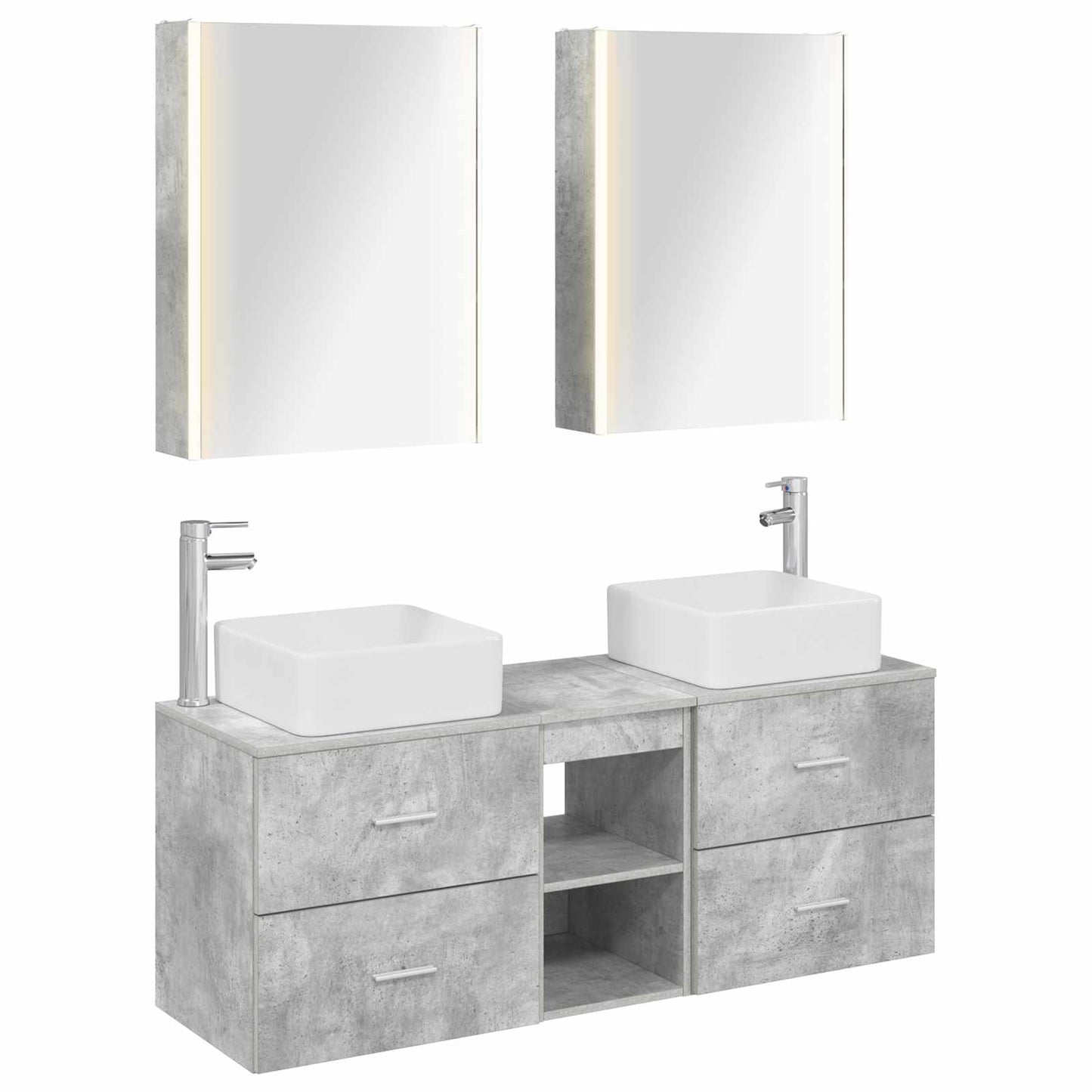 Bathroom Furniture Set 5 pcs Concrete Grey