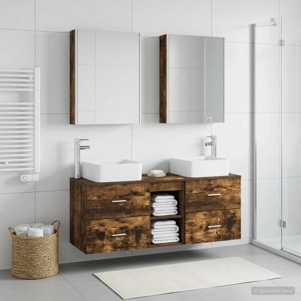 Bathroom Furniture Set 5 pcs Smoked Oak