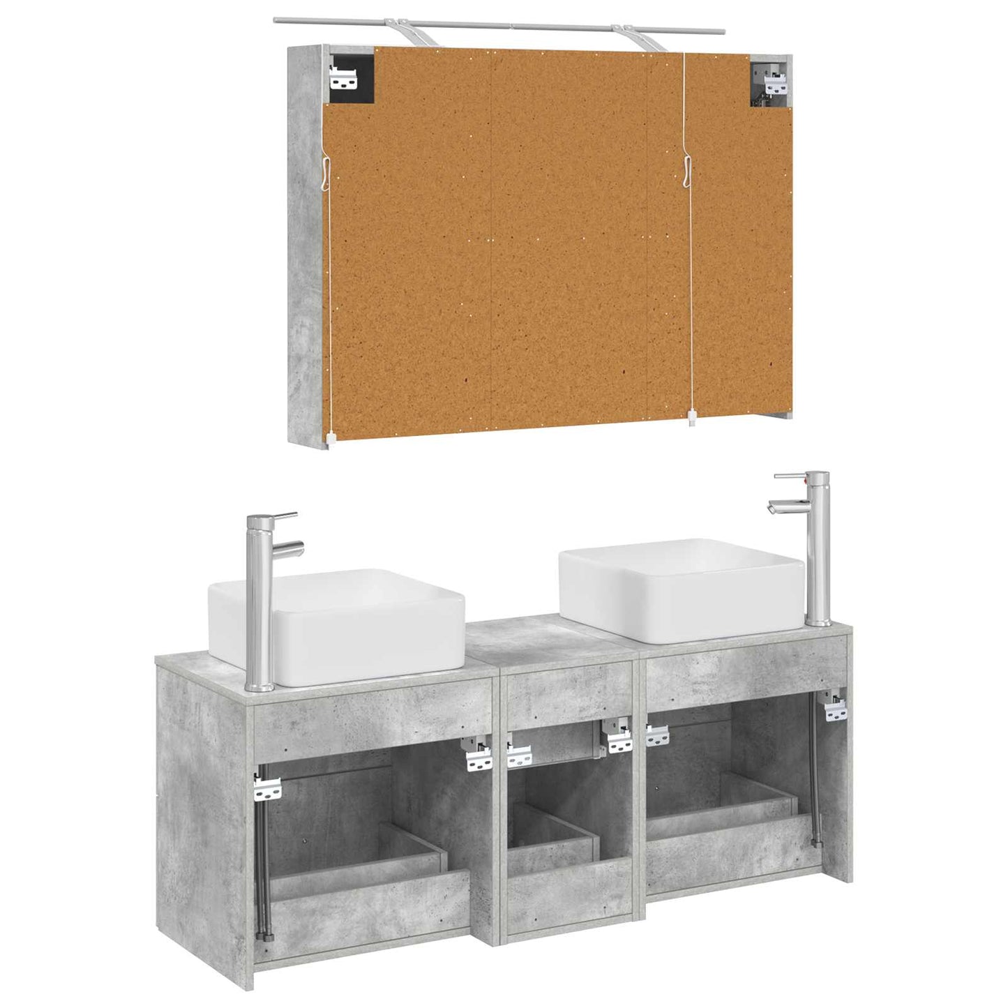 Bathroom Furniture Set 4 pcs Concrete Grey