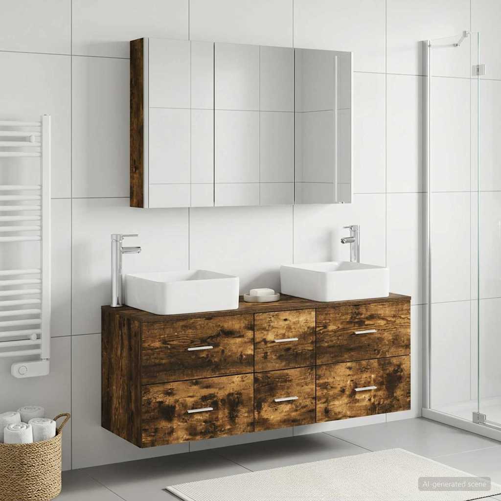 Bathroom Furniture Set 4 pcs Smoked Oak