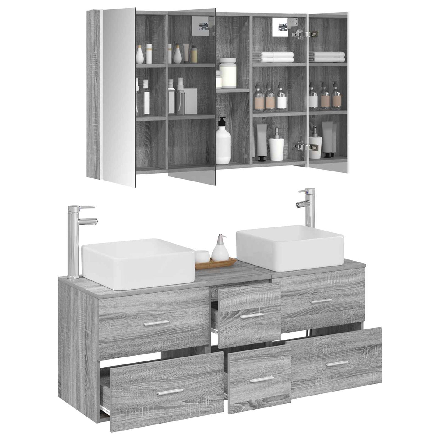 Bathroom Furniture Set 4 pcs Grey Sonoma