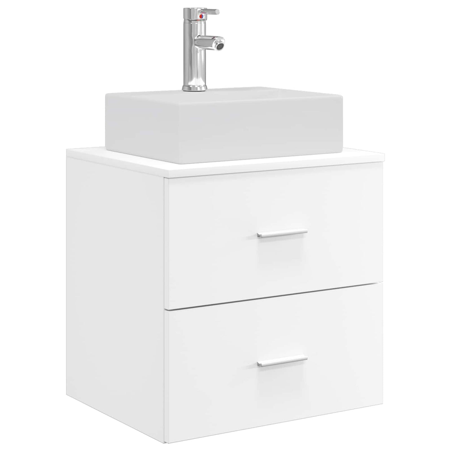 Bathroom Furniture Set 5 pcs White Engineered Wood and Glass