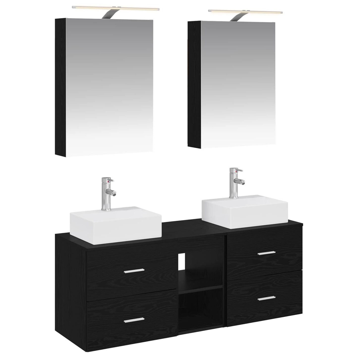 Bathroom Furniture Set 5 pcs Black Oak