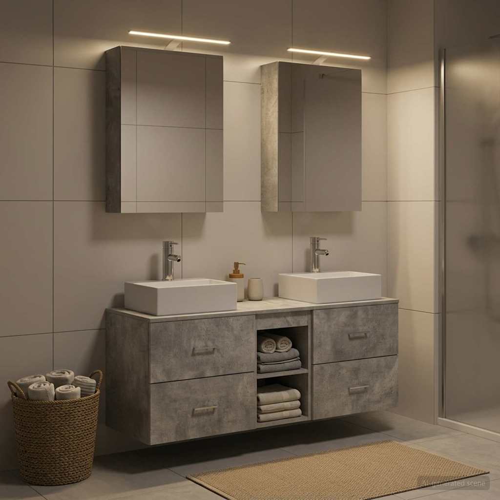 Bathroom Furniture Set 5 pcs Concrete Grey
