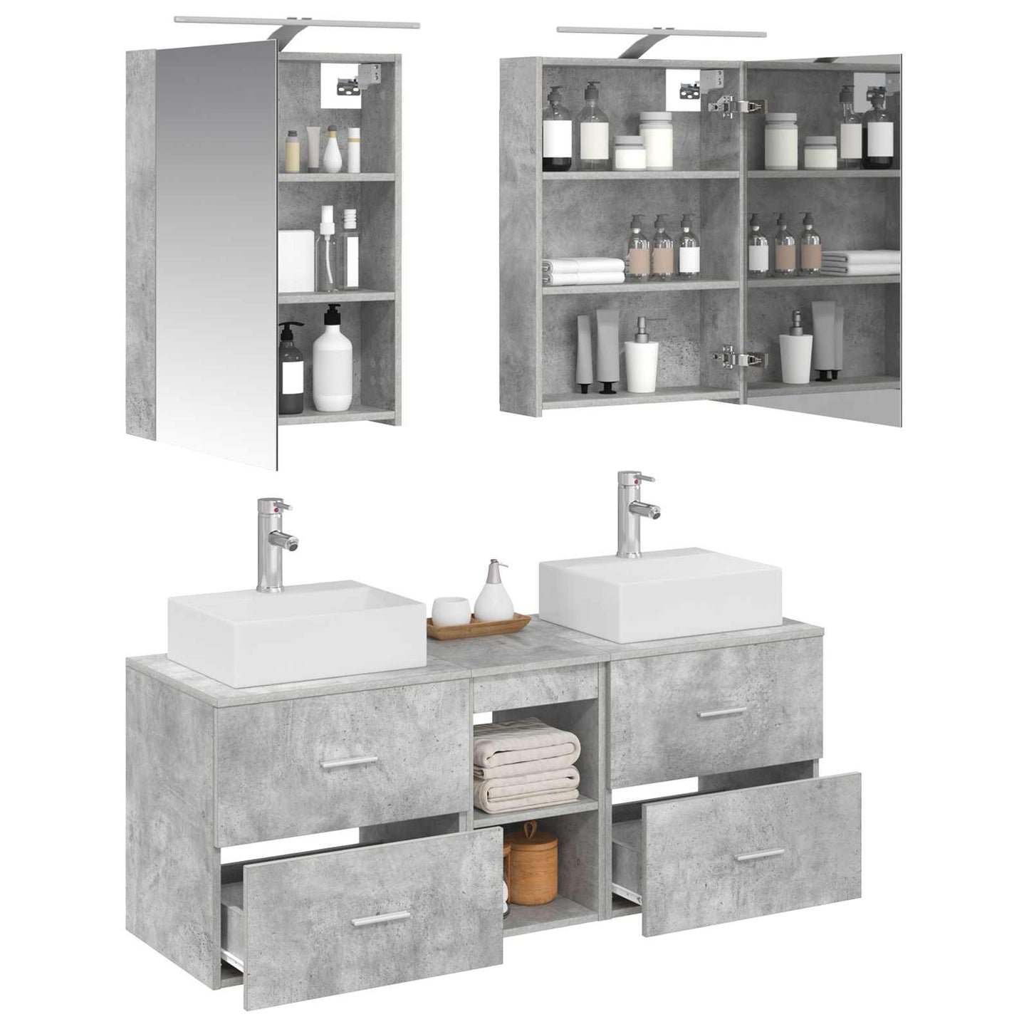 Bathroom Furniture Set 5 pcs Concrete Grey