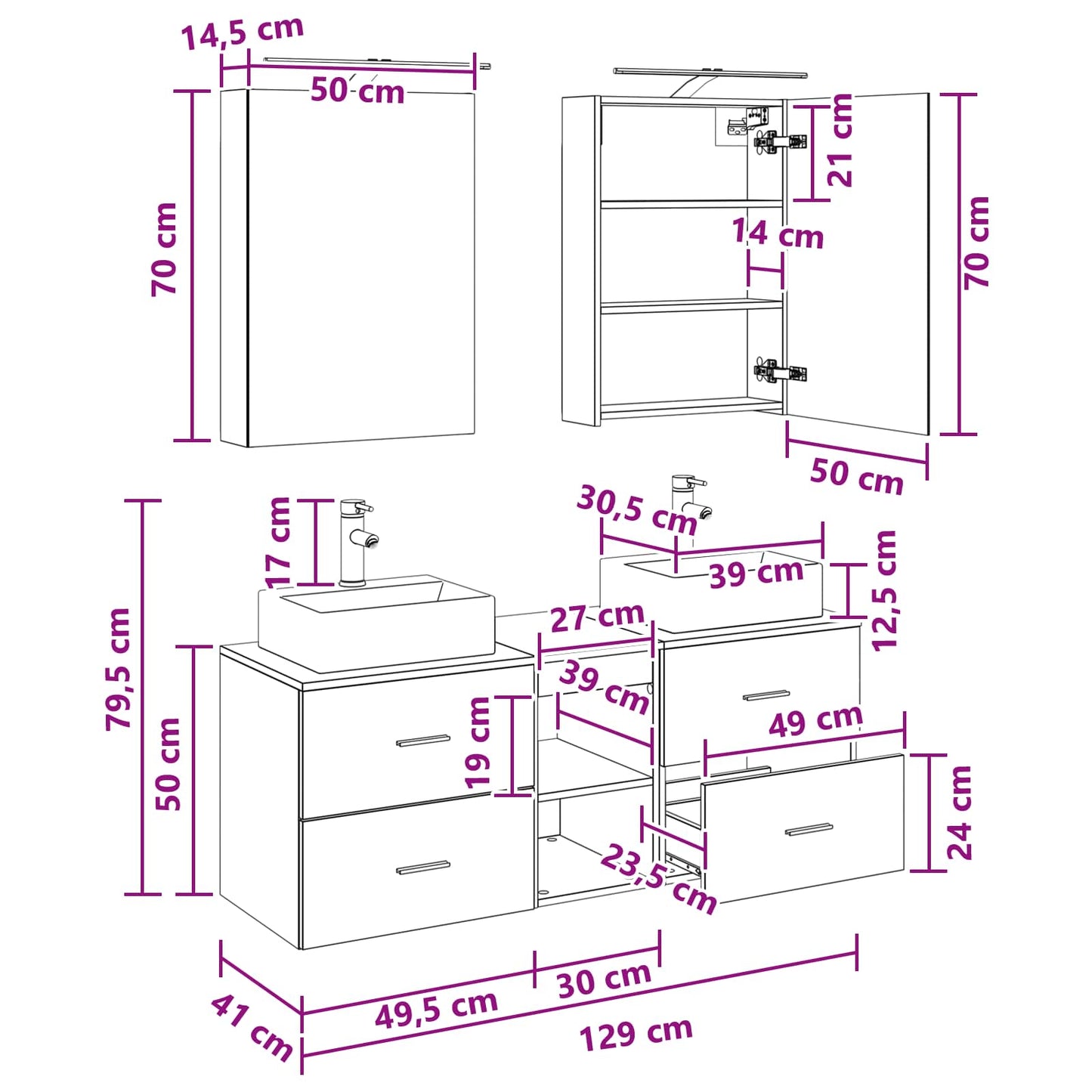 Bathroom Furniture Set 5 pcs Artisan Oak