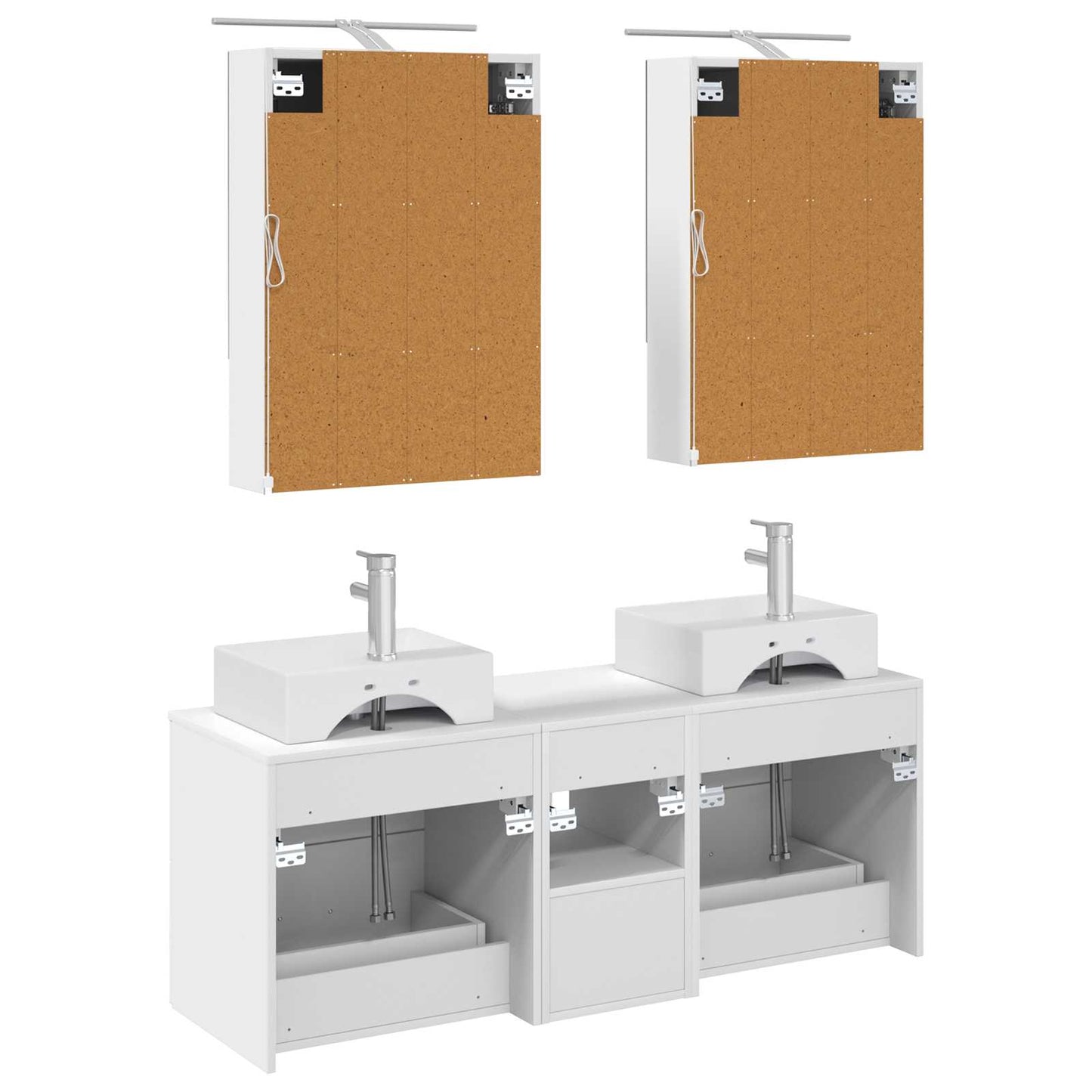 Bathroom Furniture Set 5 pcs White Engineered Wood and Glass