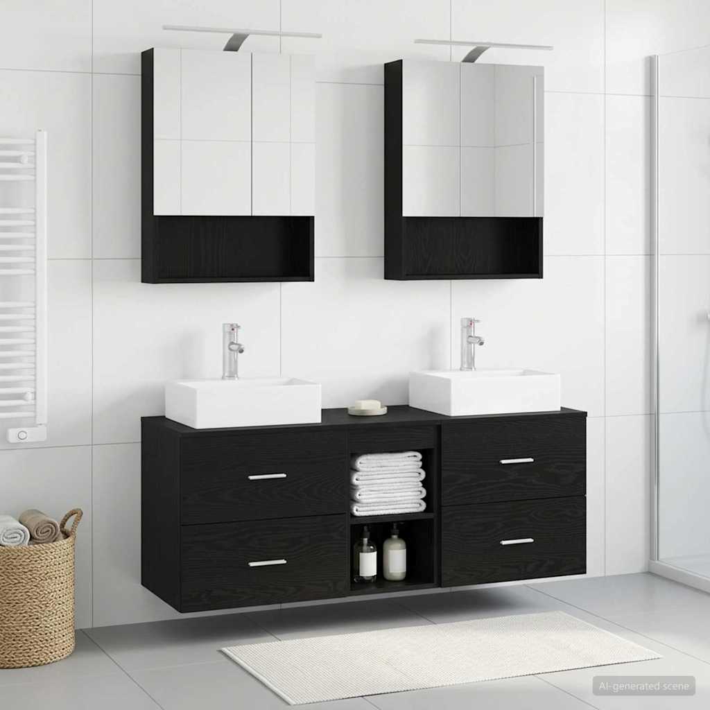 Bathroom Furniture Set 5 pcs Black Oak