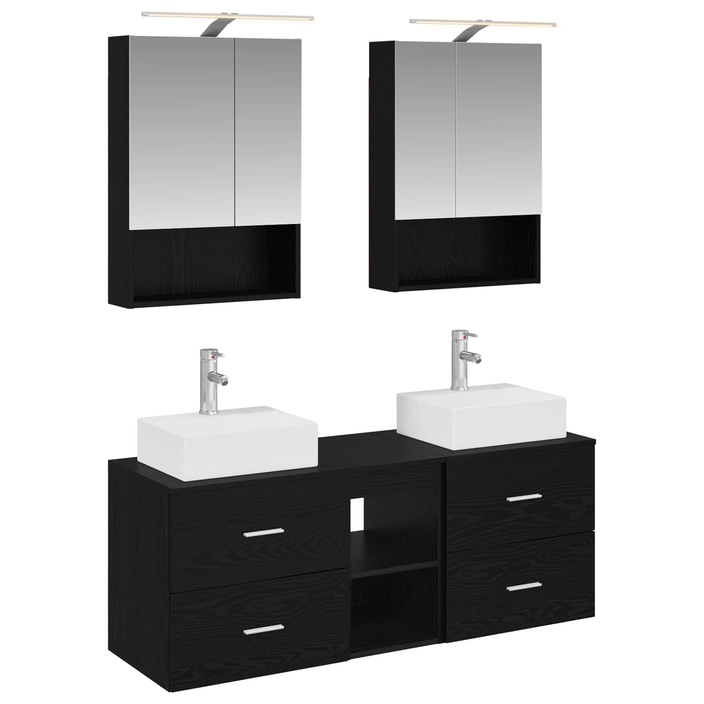Bathroom Furniture Set 5 pcs Black Oak