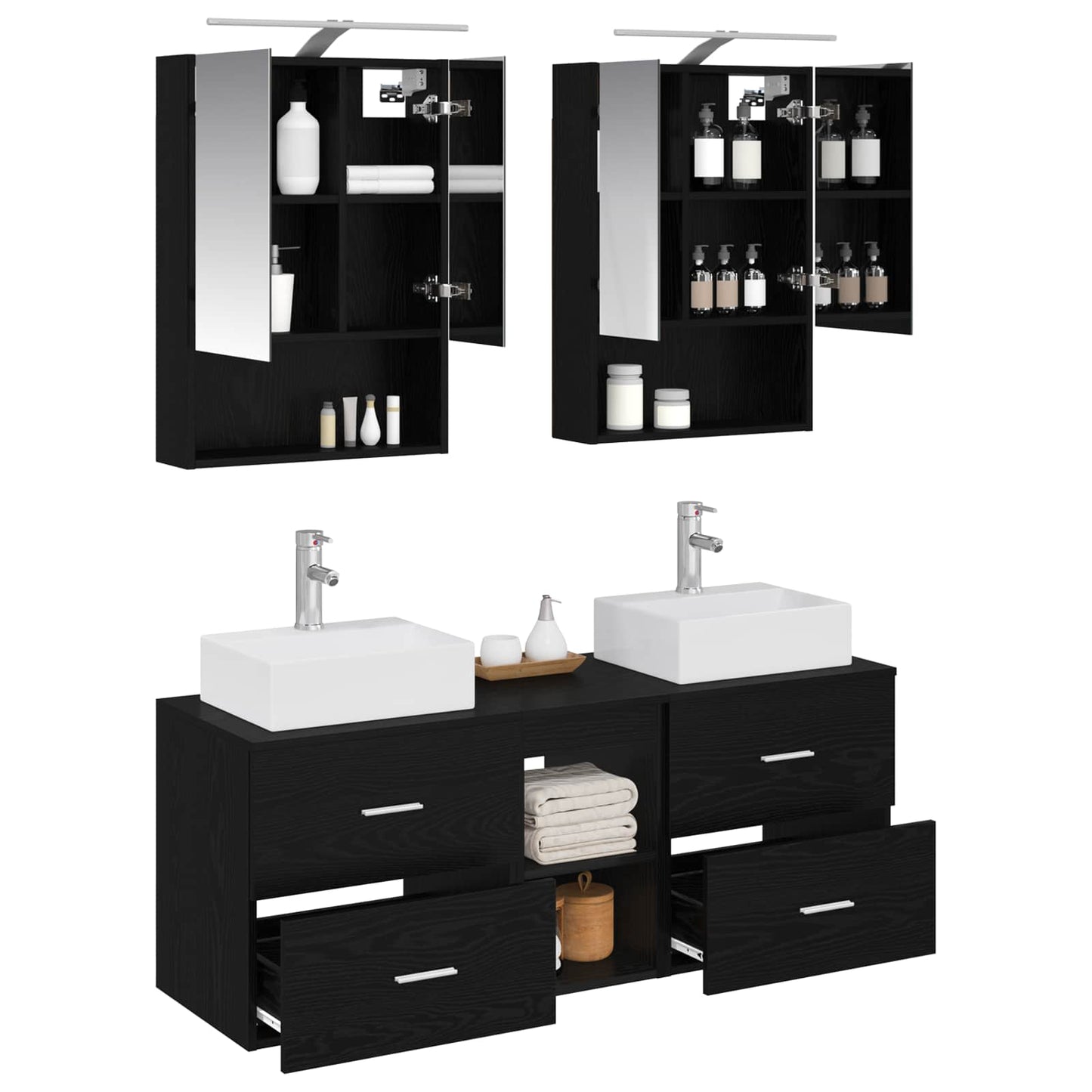 Bathroom Furniture Set 5 pcs Black Oak