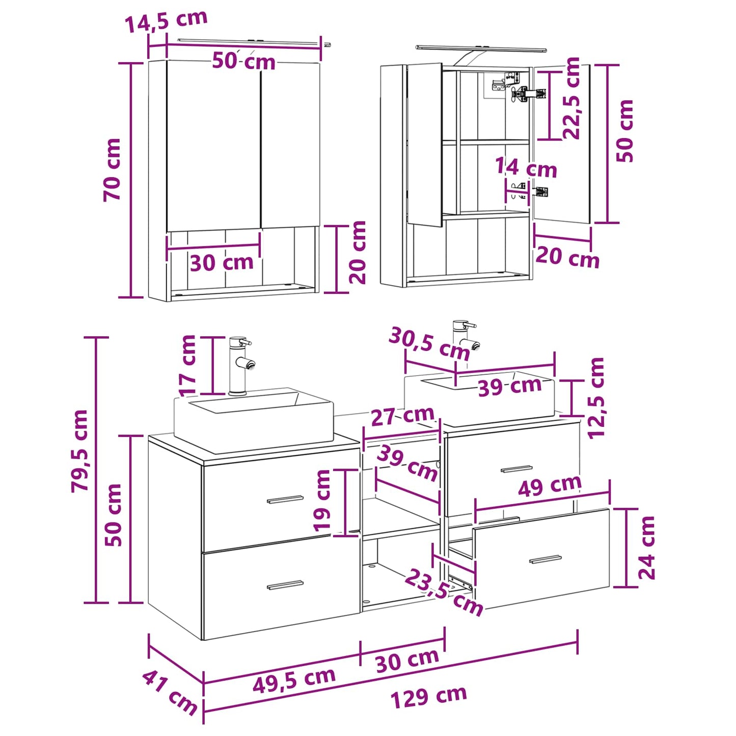 Bathroom Furniture Set 5 pcs Smoked Oak