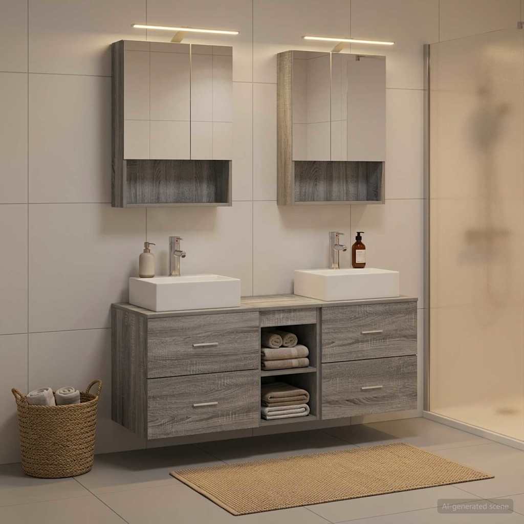 Bathroom Furniture Set 5 pcs Grey Sonoma