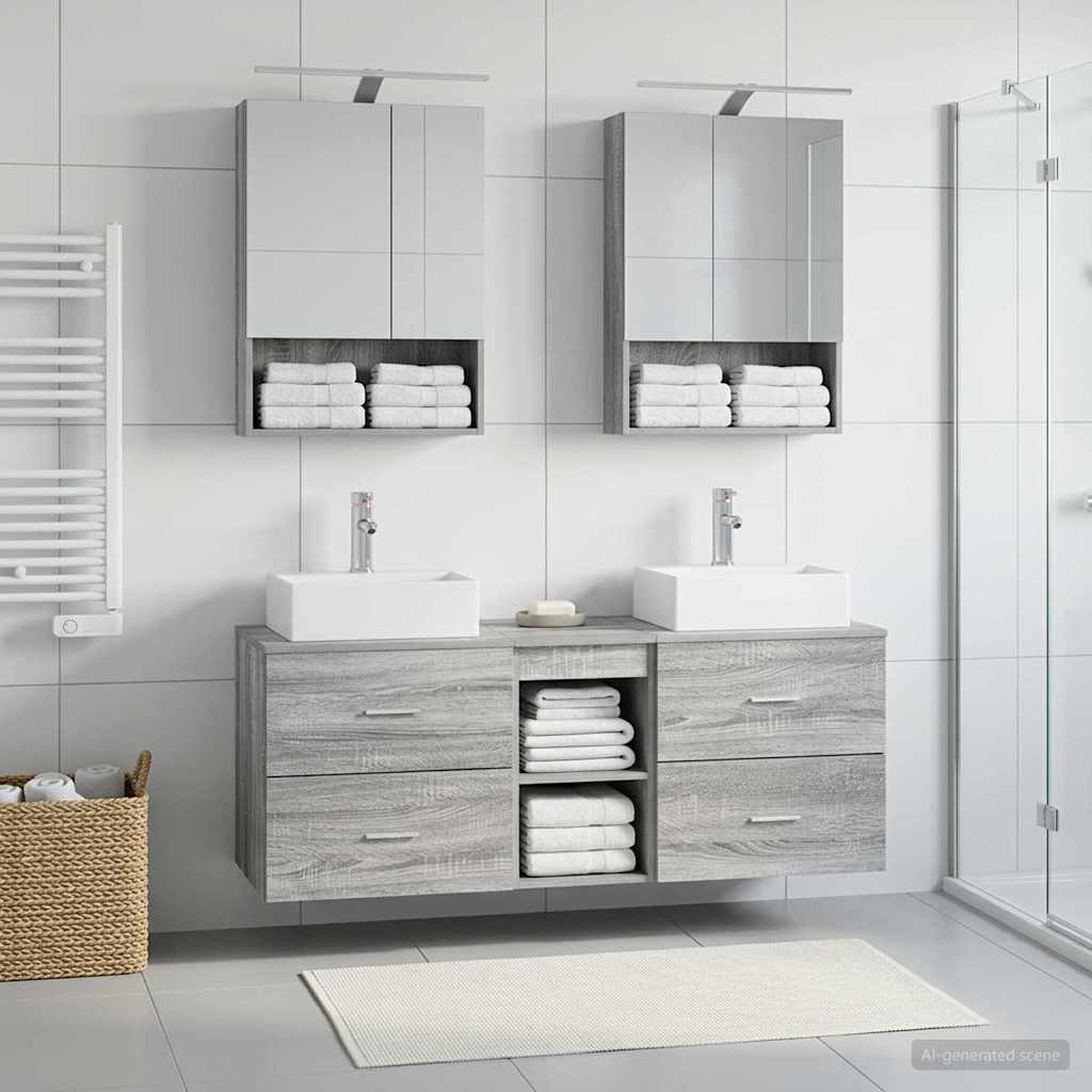 Bathroom Furniture Set 5 pcs Grey Sonoma