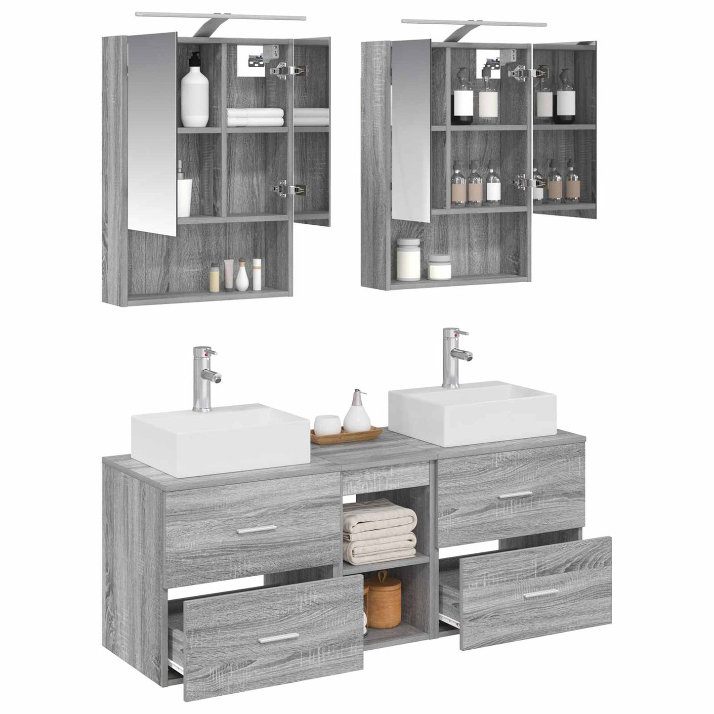 Bathroom Furniture Set 5 pcs Grey Sonoma