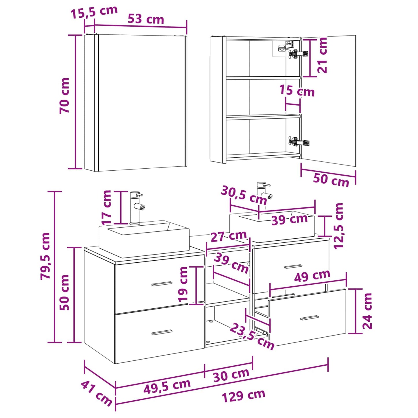 Bathroom Furniture Set 5 pcs Sonoma Oak