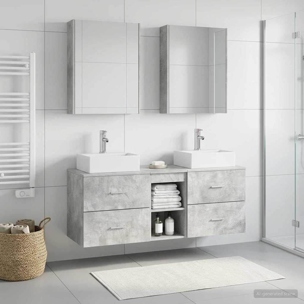 Bathroom Furniture Set 5 pcs Concrete Grey