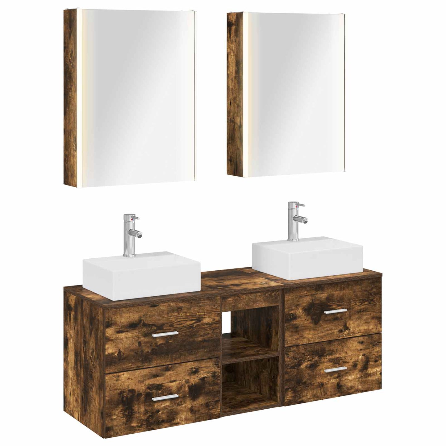 Bathroom Furniture Set 5 pcs Smoked Oak