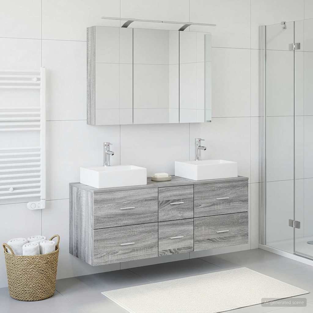 Bathroom Furniture Set 4 pcs Grey Sonoma