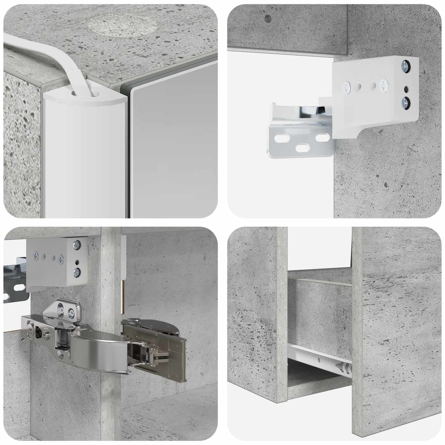 Bathroom Furniture Set 4 pcs Concrete Grey