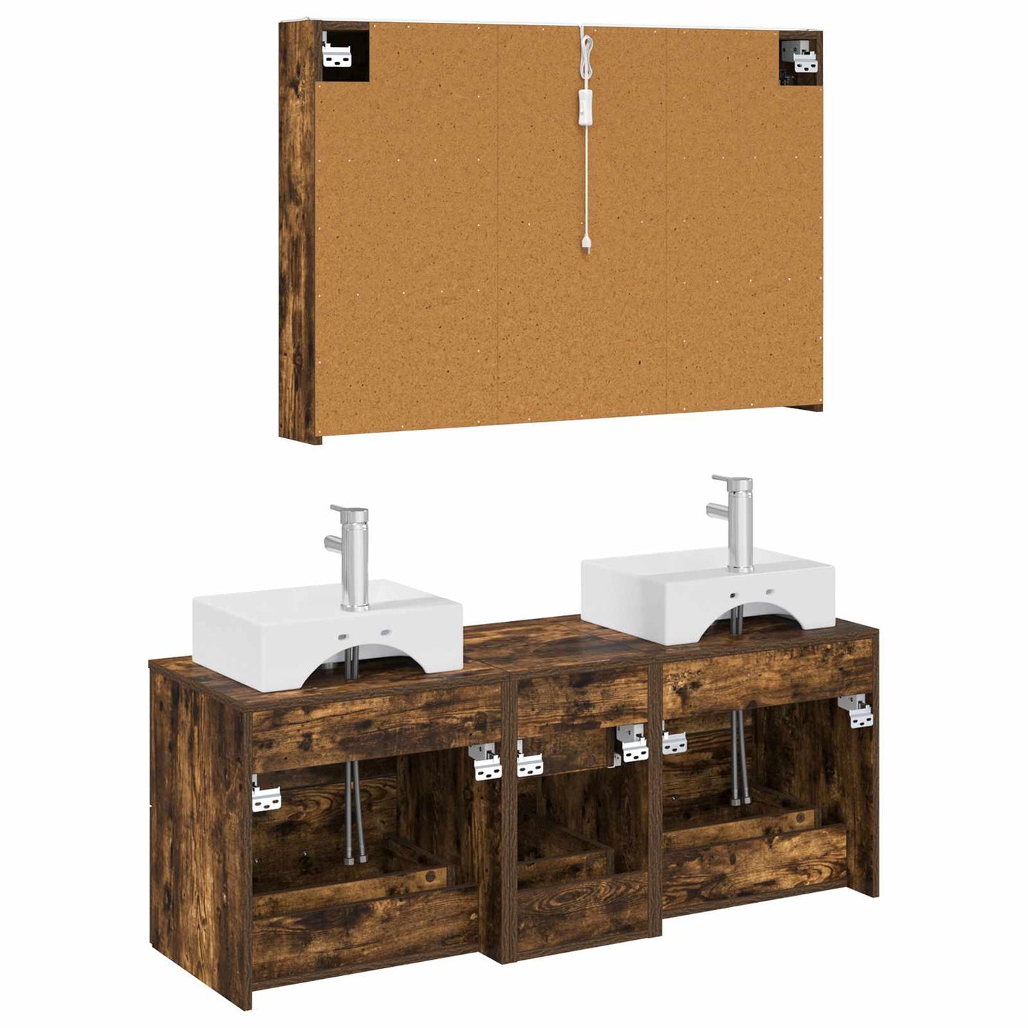 Bathroom Furniture Set 4 pcs Smoked Oak