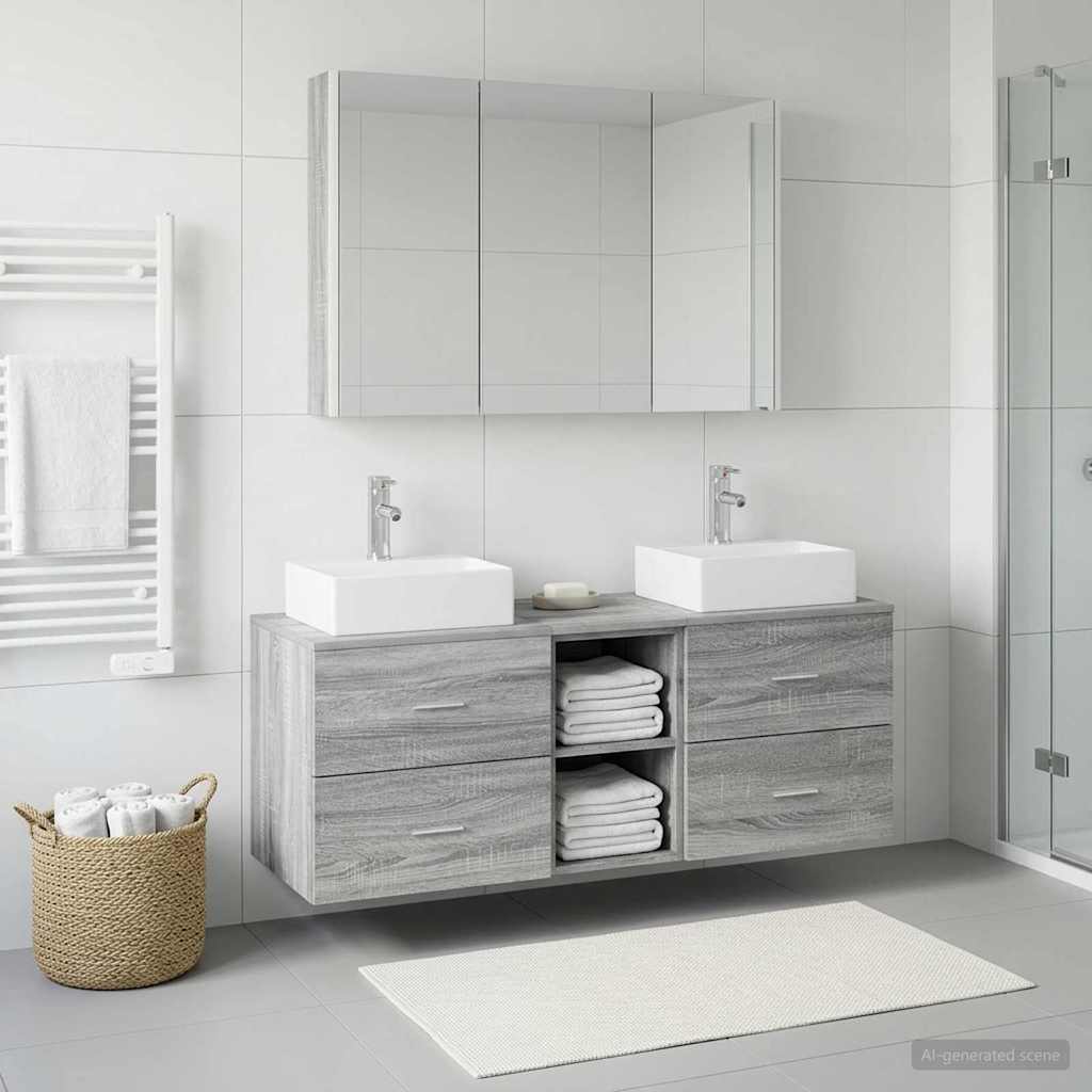 Bathroom Furniture Set 4 pcs Grey Sonoma