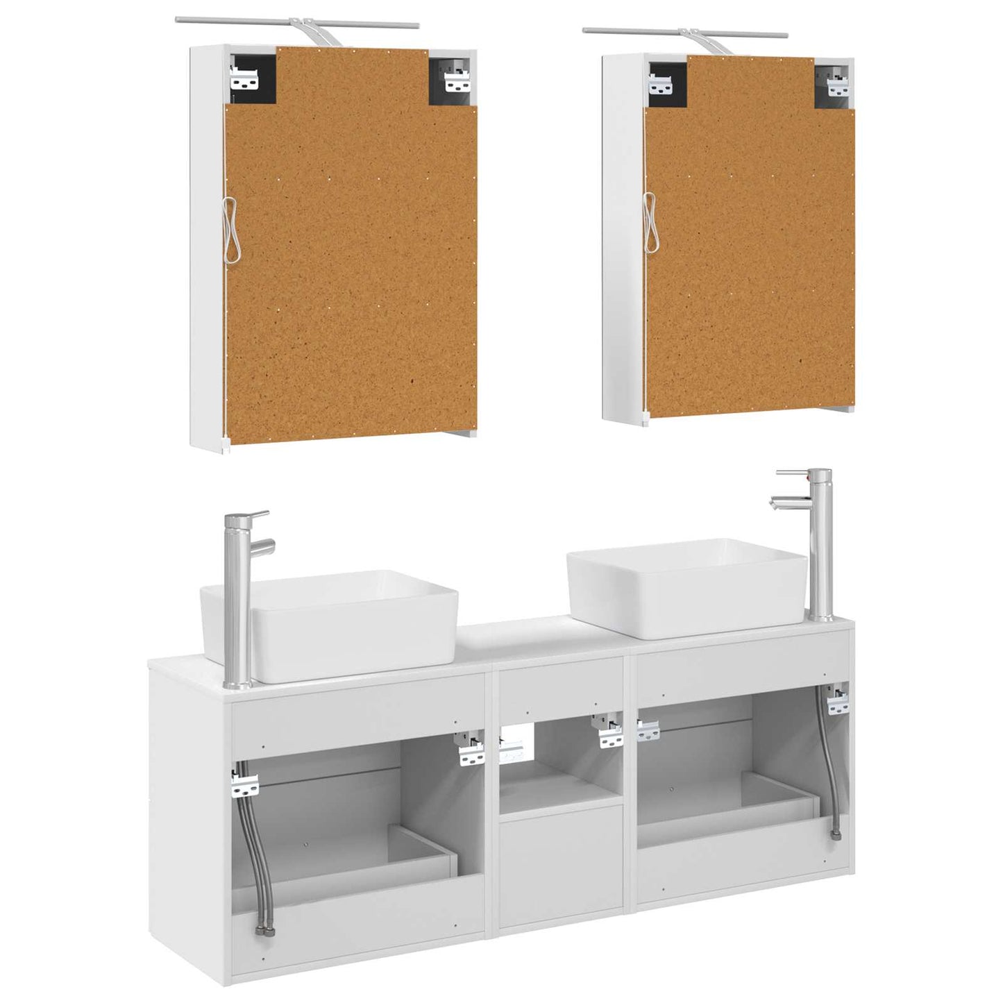 Bathroom Furniture Set 5 pcs White Engineered Wood and Glass