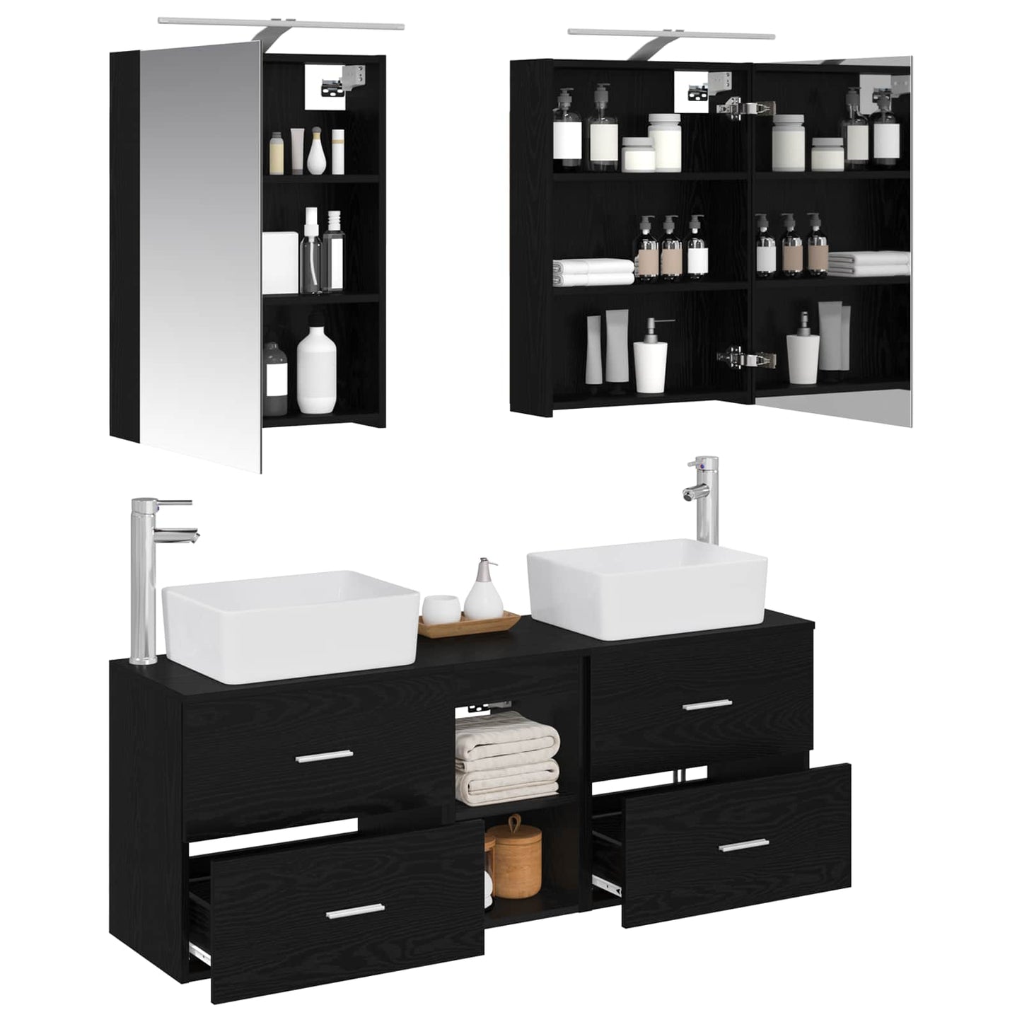 Bathroom Furniture Set 5 pcs Black Oak