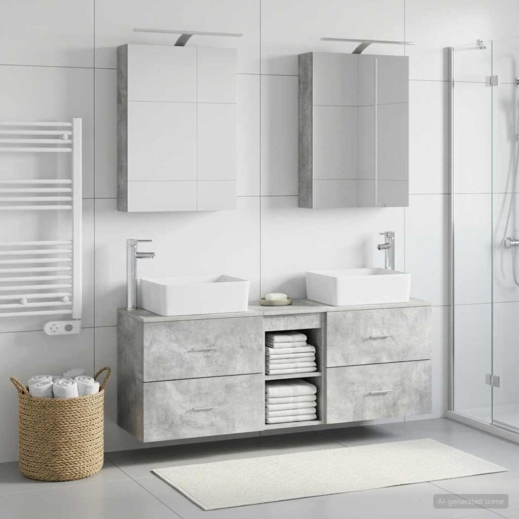 Bathroom Furniture Set 5 pcs Concrete Grey