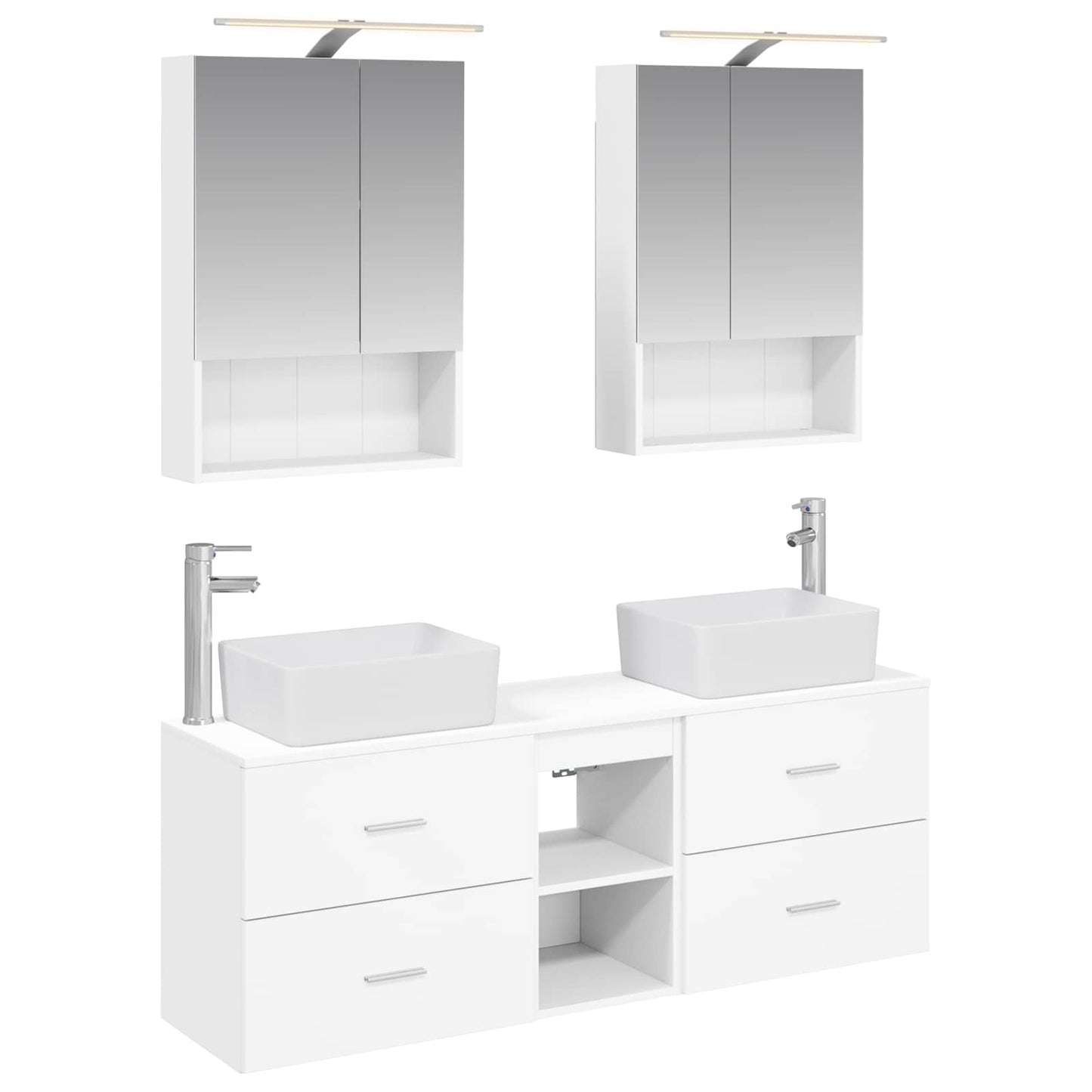 Bathroom Furniture Set 5 pcs White Engineered Wood and Glass