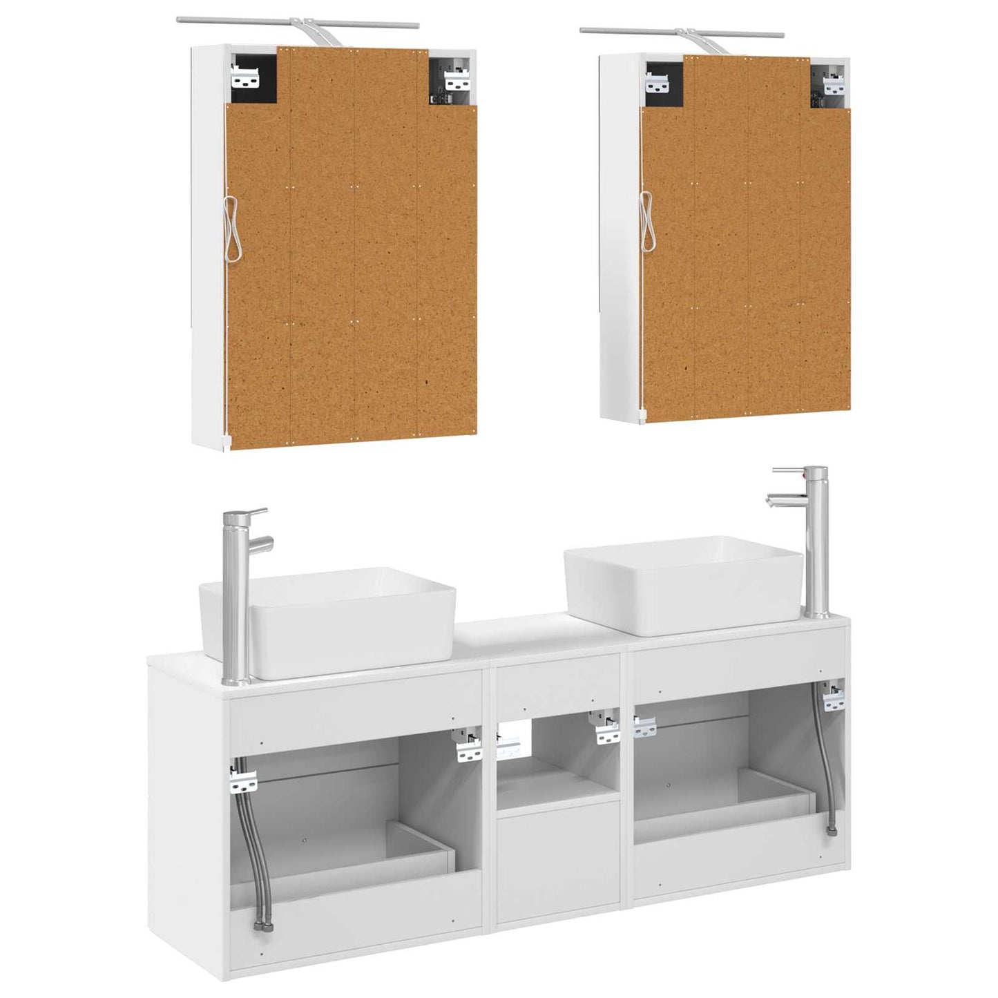 Bathroom Furniture Set 5 pcs White Engineered Wood and Glass