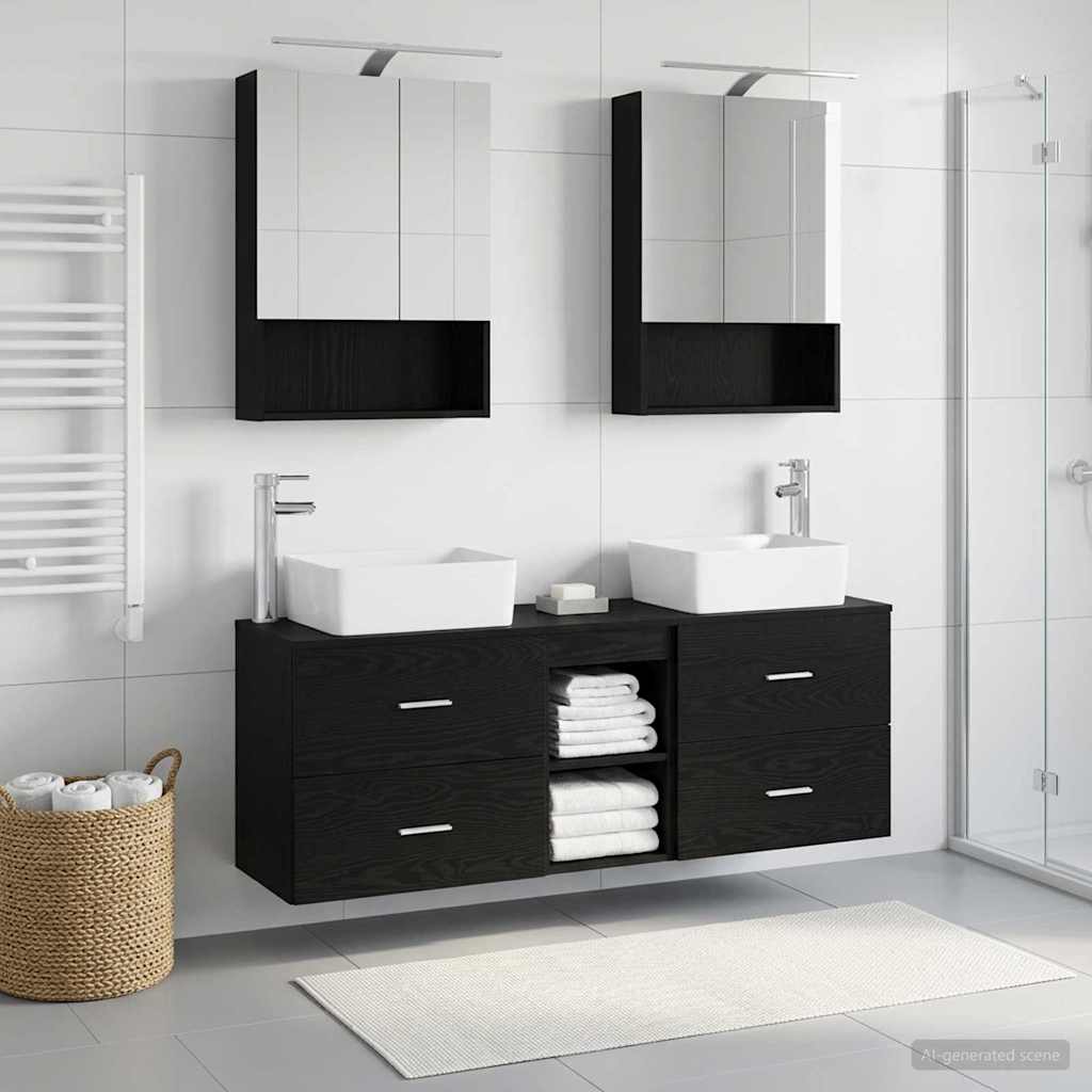 Bathroom Furniture Set 5 pcs Black Oak