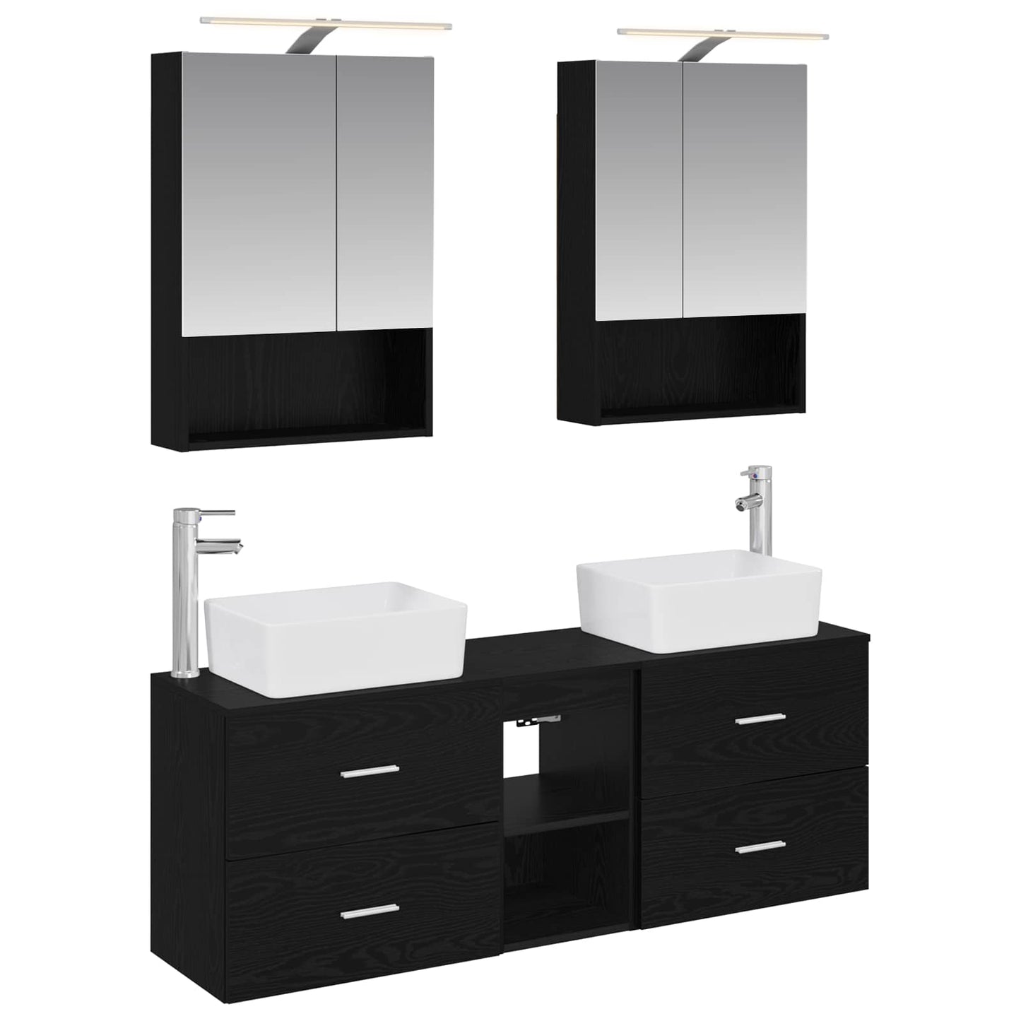 Bathroom Furniture Set 5 pcs Black Oak