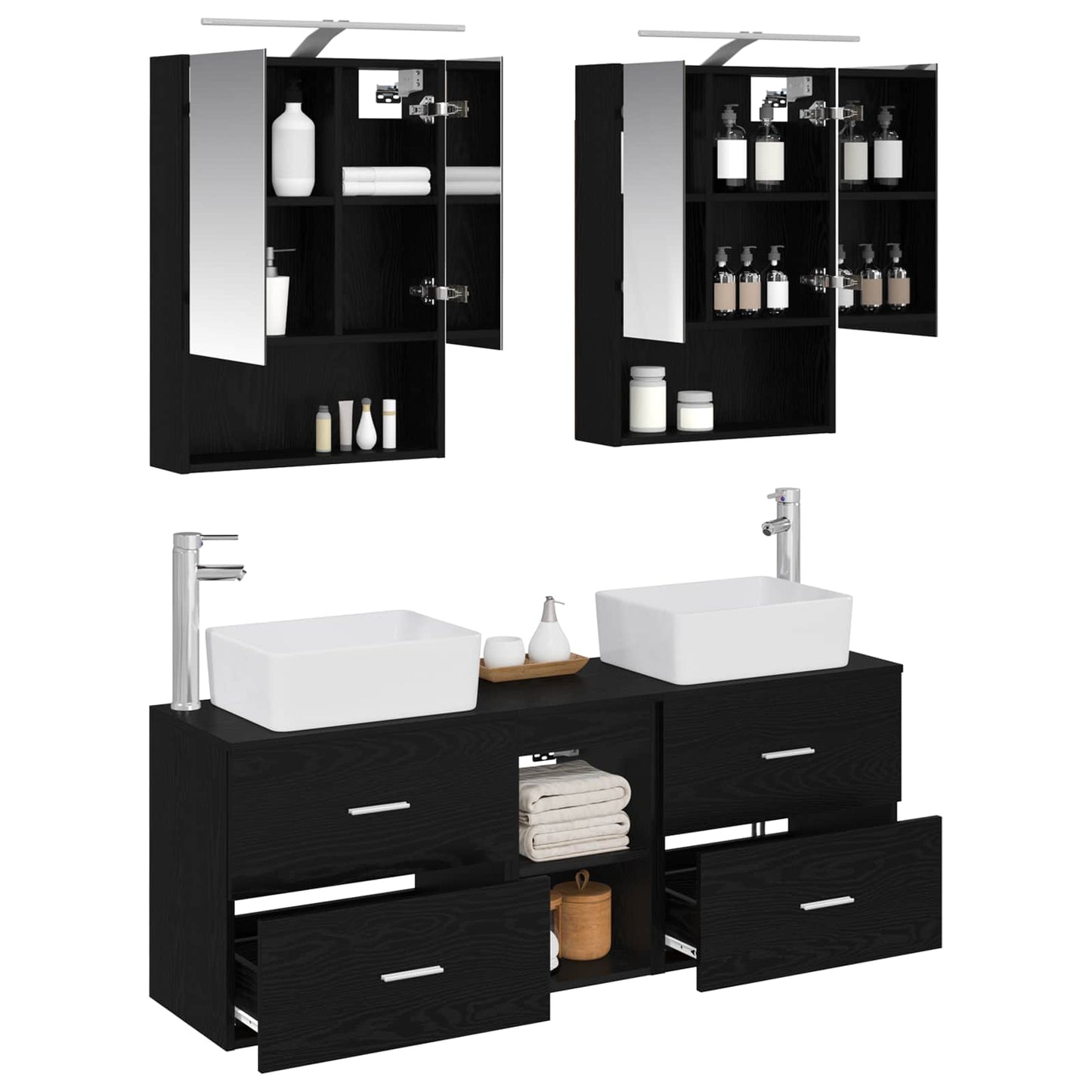 Bathroom Furniture Set 5 pcs Black Oak