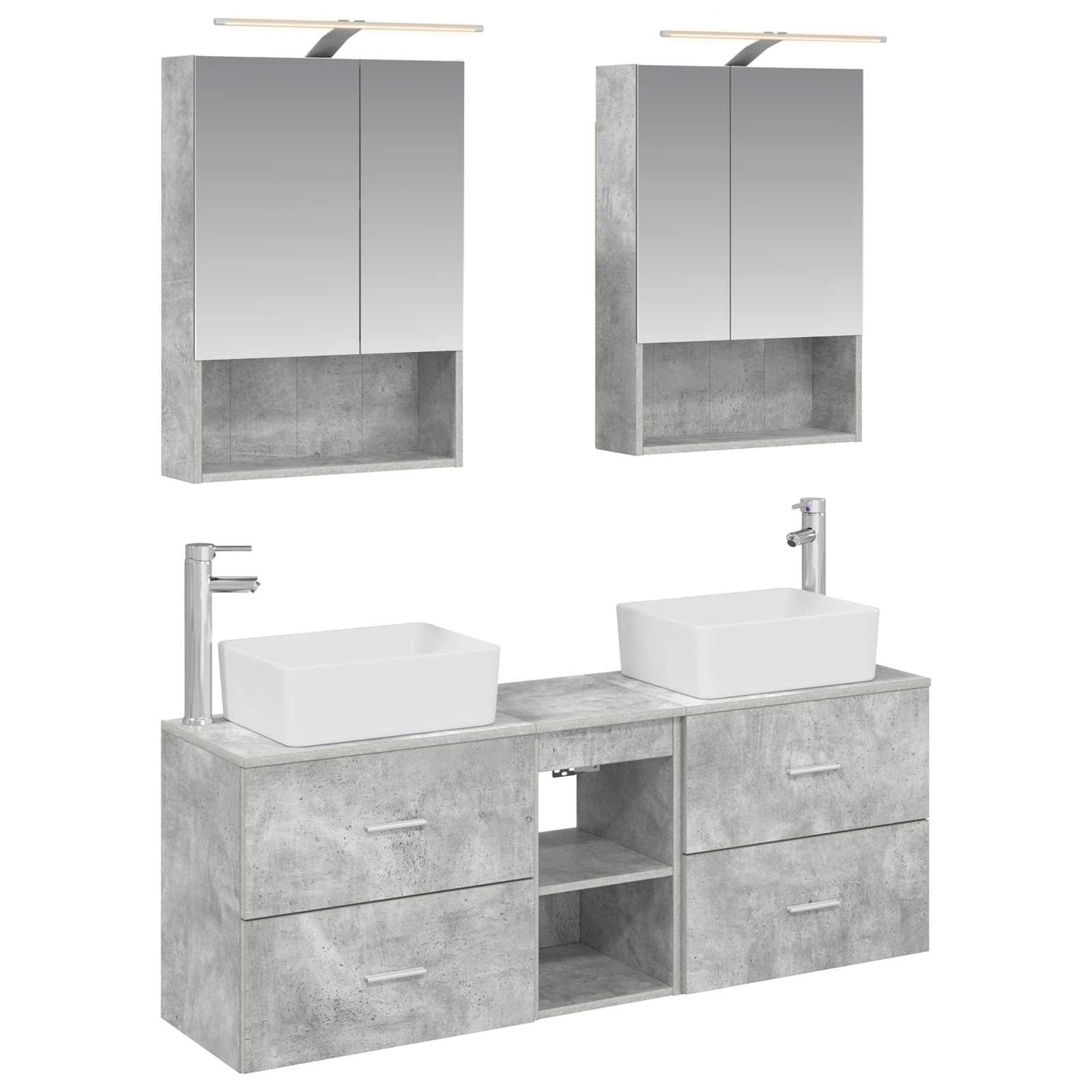 Bathroom Furniture Set 5 pcs Concrete Grey