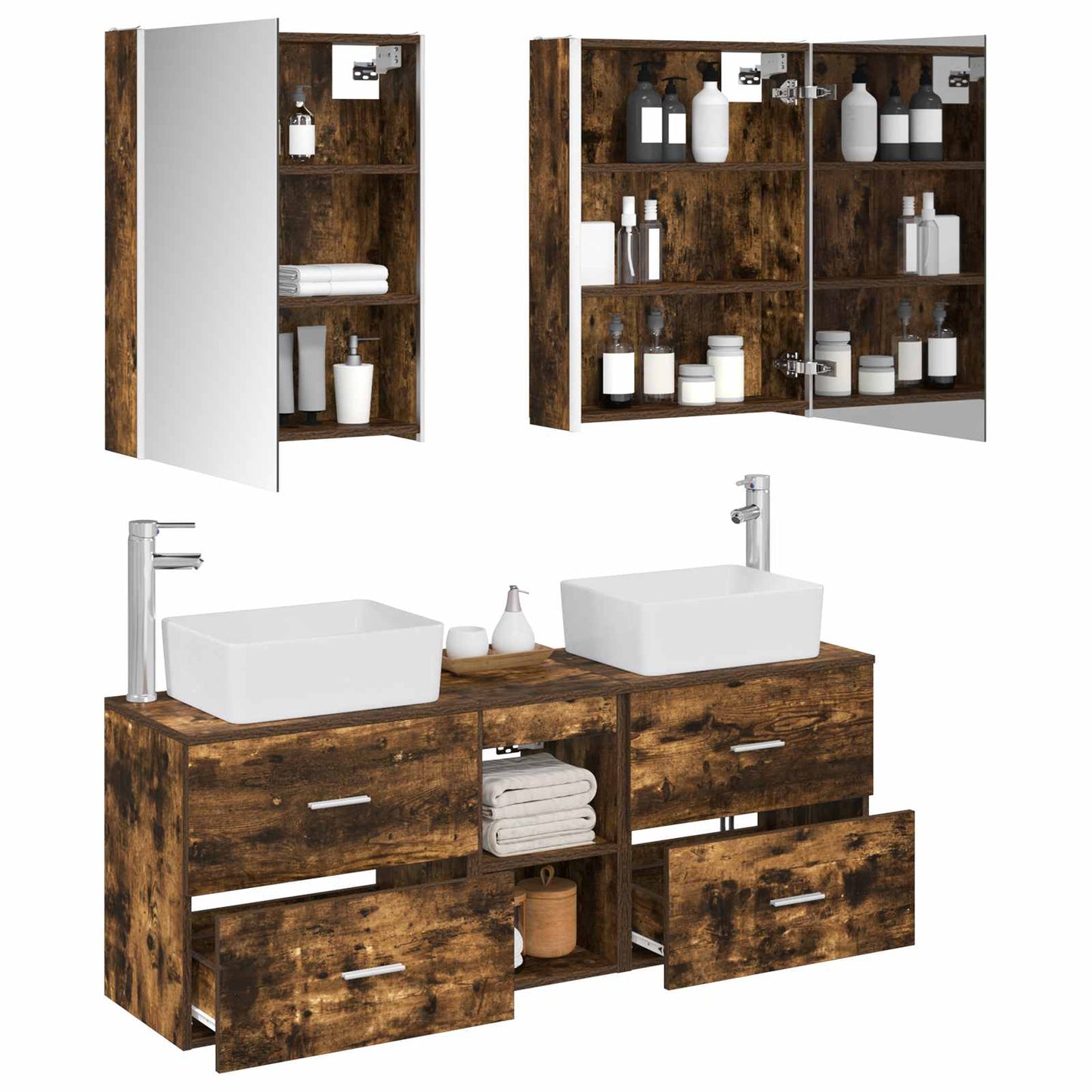 Bathroom Furniture Set 5 pcs Smoked Oak