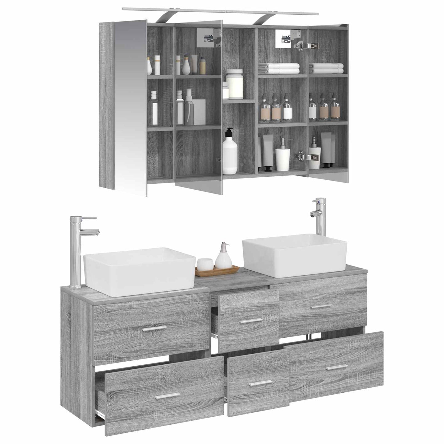 Bathroom Furniture Set 4 pcs Grey Sonoma