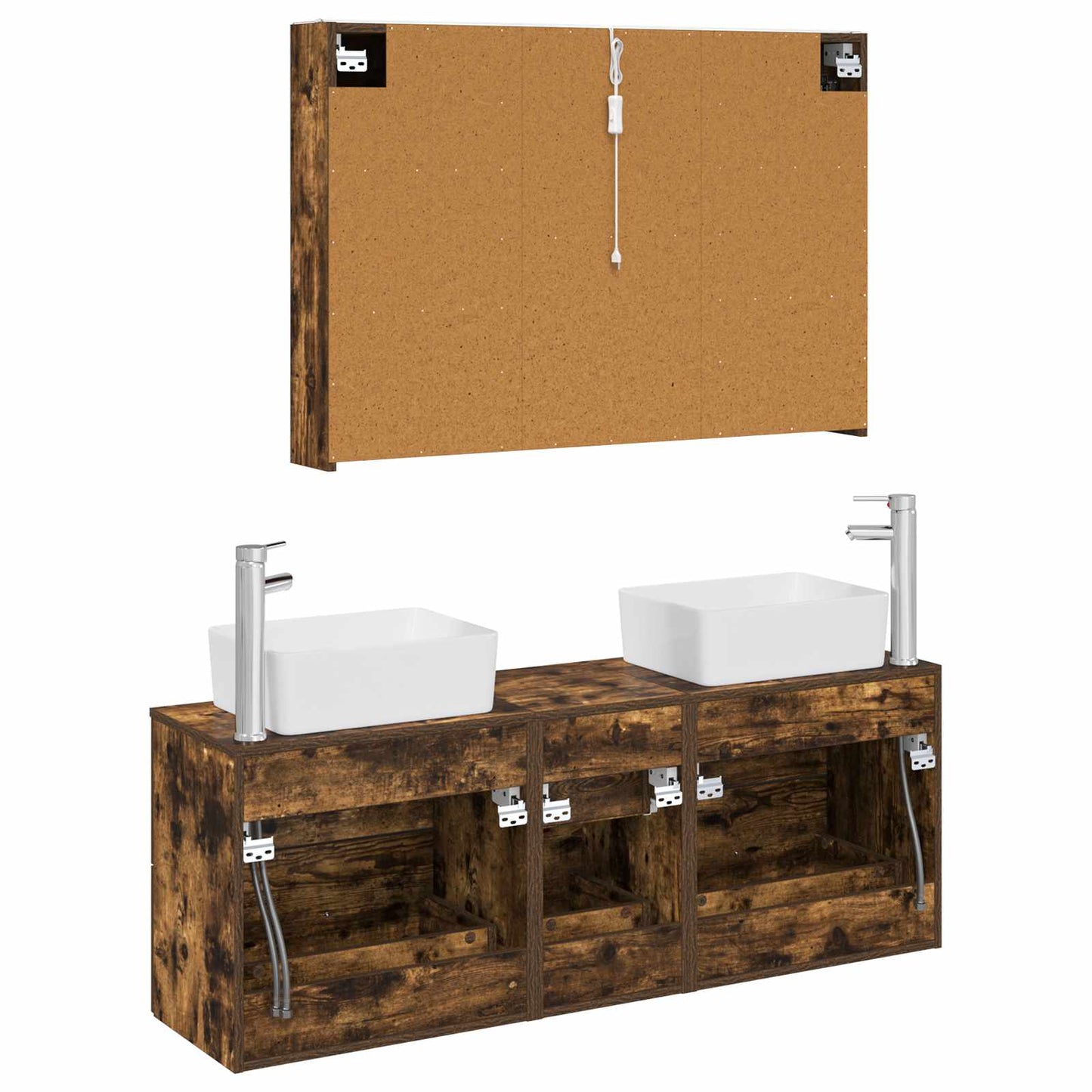 Bathroom Furniture Set 4 pcs Smoked Oak