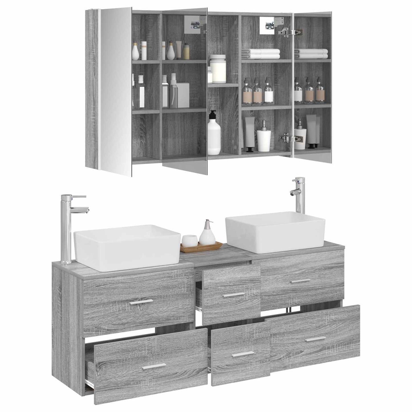 Bathroom Furniture Set 4 pcs Grey Sonoma