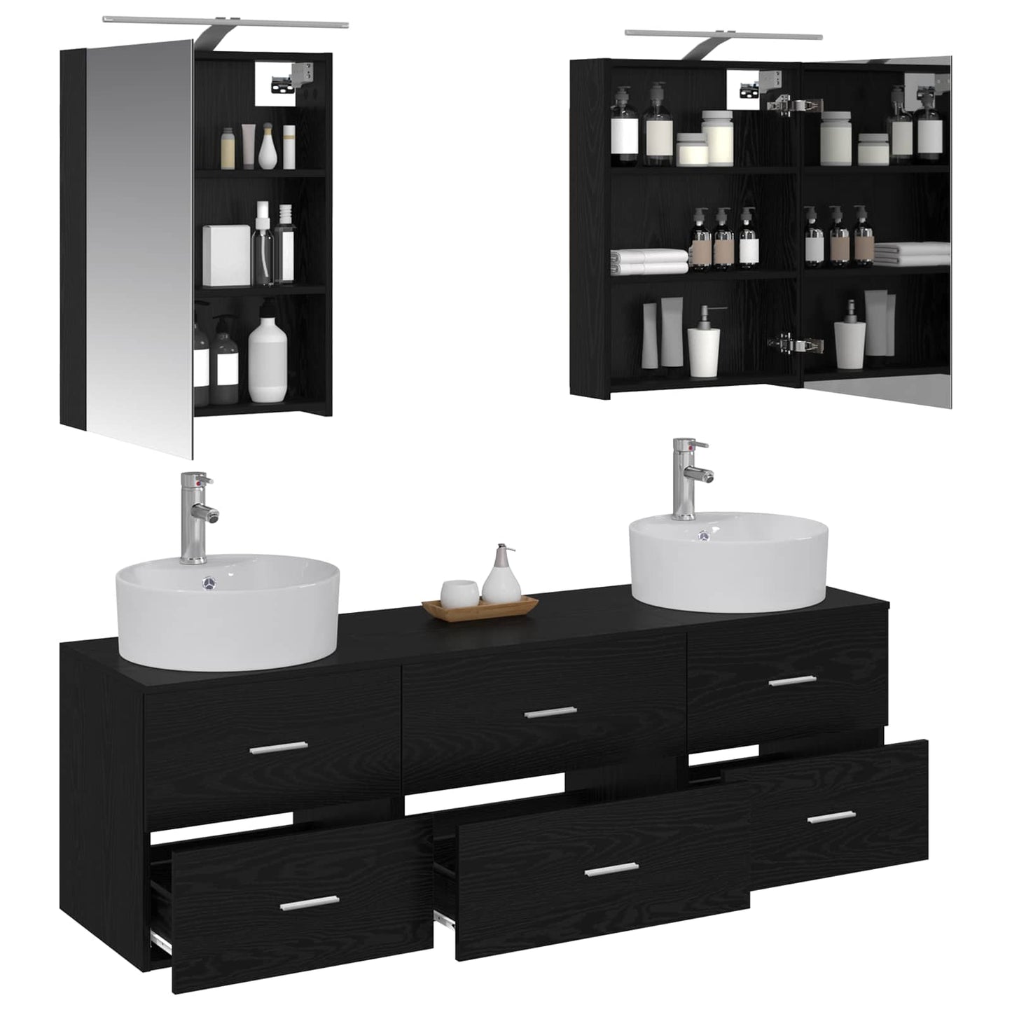 Bathroom Furniture Set 5 pcs Black Oak