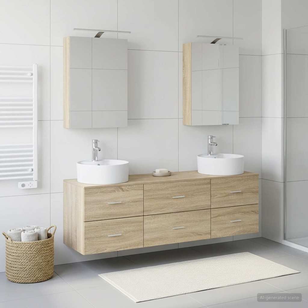 Bathroom Furniture Set 5 pcs Sonoma Oak